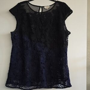 Anthropologie Black and Navy Lace Dress